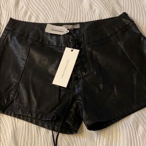 Faux Leather laced shorts